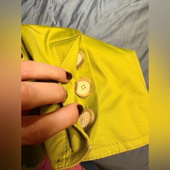 COACH Lime Green Mid Length Trench Coat Womens Size Large Like New Worn Once - Picture 15 of 16